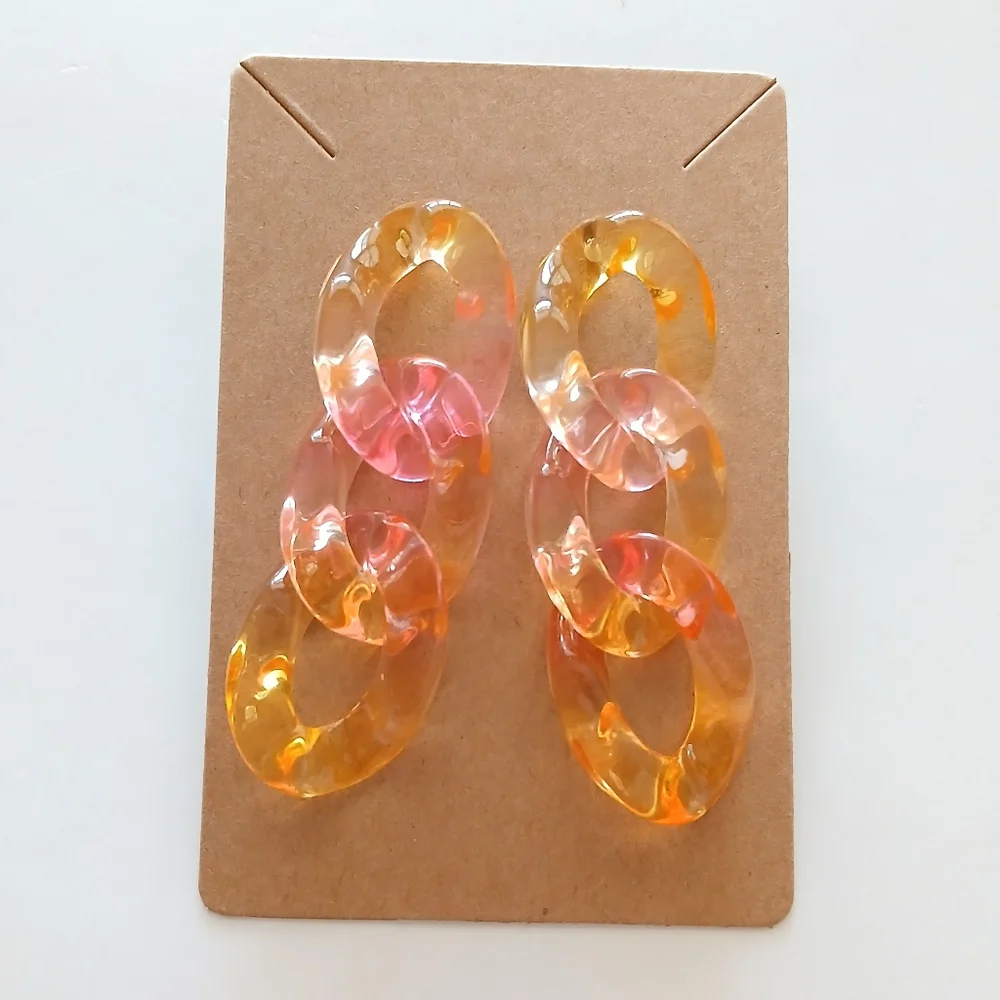 Fashion Jewelry Pink and Orange Earrings - Picture 1 of 4